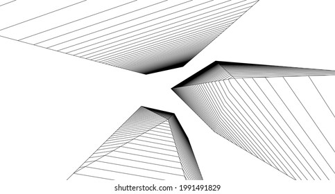 abstract architecture 3d illustration sketch