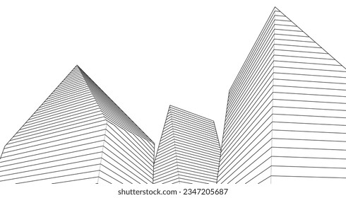 abstract architecture 3d illustration sketch