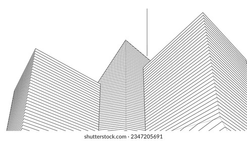 abstract architecture 3d illustration sketch