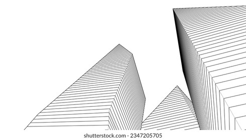 abstract architecture 3d illustration sketch