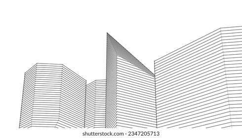 abstract architecture 3d illustration sketch