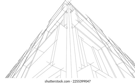 Abstract architecture 3d sketch vector illustration