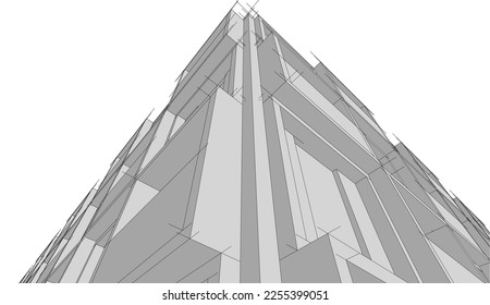 Abstract architecture 3d sketch vector illustration