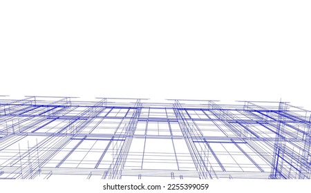 Abstrakte Architektur, 3D-Skizze, Vektorgrafik