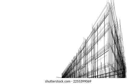 Abstrakte Architektur, 3D-Skizze, Vektorgrafik