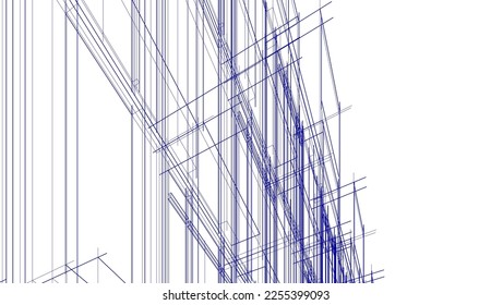 Abstract architecture 3d sketch vector illustration