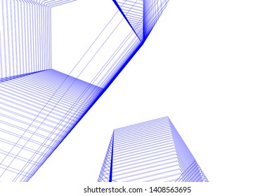 abstract architecture 3d, vector background