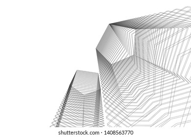 abstract architecture 3d, vector background