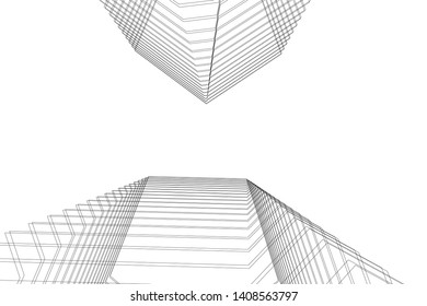 abstract architecture 3d, vector background