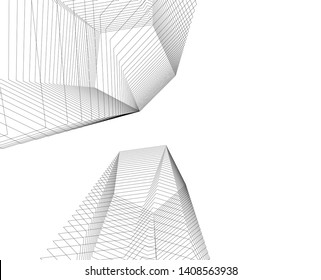 abstract architecture 3d, vector background