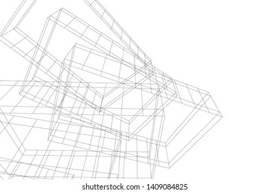 abstract architecture 3d, vector background