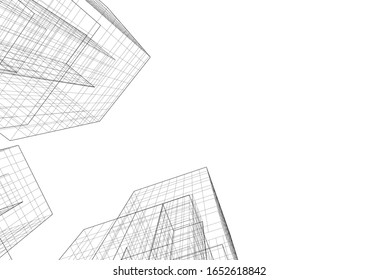 abstract architecture 3d, vector background