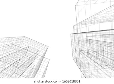 abstract architecture 3d, vector background