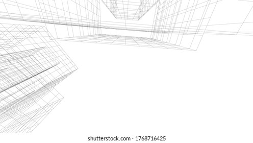 Abstract architecture 3d vector illustration