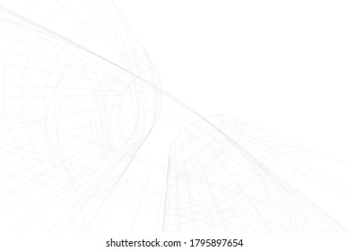 Abstract architecture 3d vector illustration