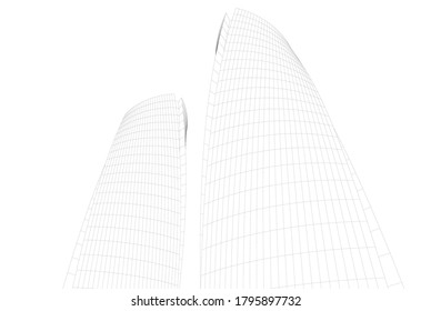 Arquitectura abstracta ilustración vectorial 3d