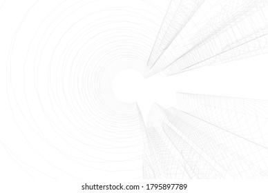Abstract architecture 3d vector illustration
