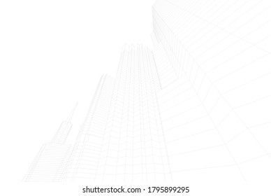 Abstract architecture 3d vector illustration