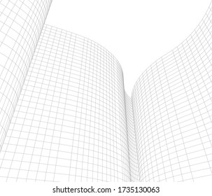 
abstract architecture 3d wave geometric background