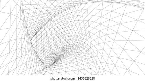 Digital 3d Wireframe Tunnel Vector Abstract Stock Vector (Royalty Free ...