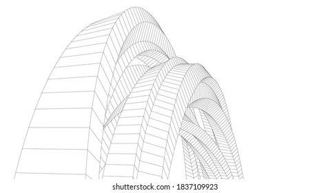 abstract architecture arch 3d illustration