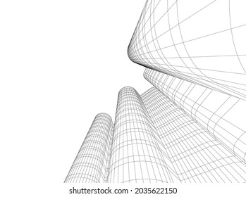 abstract architecture background 3d graphic vector illustration