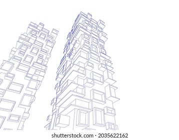 abstract architecture background 3d graphic vector illustration
