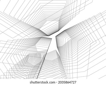 abstract architecture background 3d graphic vector illustration