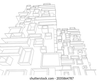 fondo de arquitectura abstracta ilustración vectorial 3d