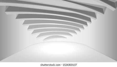 Abstract architecture background. 3d illustration of a white building. Modern geometric wallpaper. Futuristic technology design