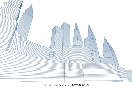 abstract architecture background 3d illustration