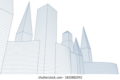 abstrakte Architektur, Hintergrund 3D-Illustration