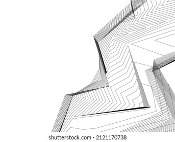 abstrakte Architektur, Hintergrund 3D-Illustration