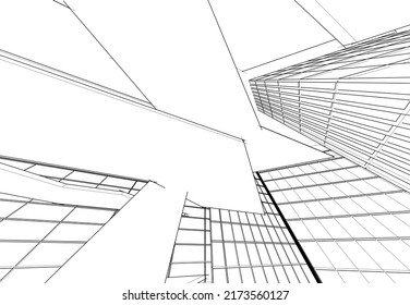 Abstrakte Architektur, Hintergrund 3D-Illustration