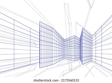 Abstrakte Architektur, Hintergrund 3D-Illustration