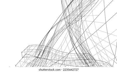 Abstract architecture background 3d illustration