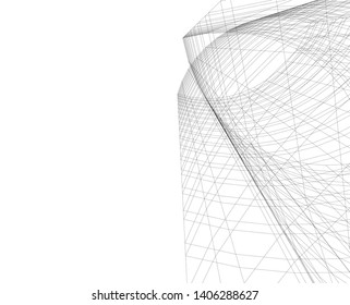 Abstract architecture background 3d vector illustration