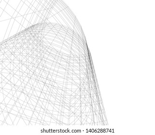 Abstract architecture background 3d vector illustration