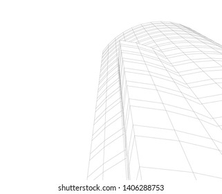 Abstract architecture background 3d vector illustration