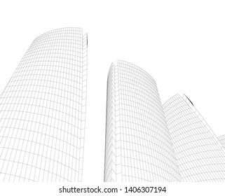 Abstract architecture background 3d vector illustration
