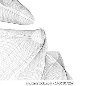 Abstract architecture background 3d vector illustration