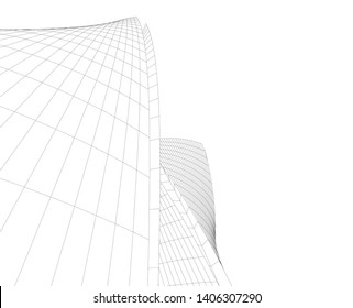 Abstract architecture background 3d vector illustration