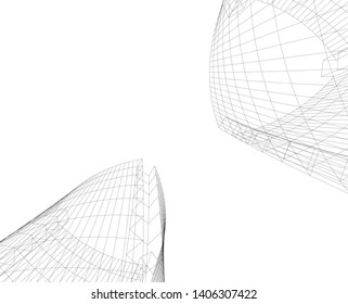 Abstract architecture background 3d vector illustration