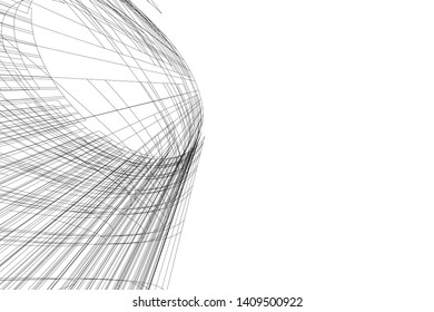 Abstract architecture background 3d, vector illustration