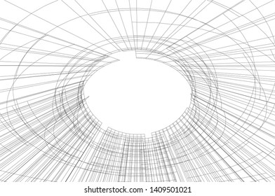 Abstract architecture background 3d, vector illustration