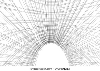 Abstract architecture background 3d, vector illustration