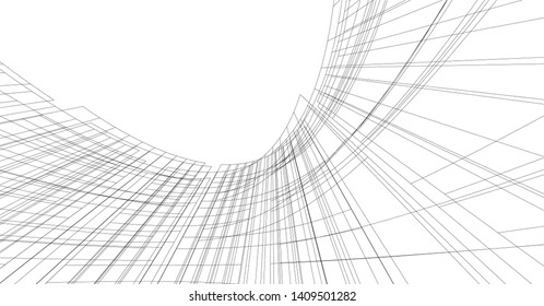 Abstract architecture background 3d, vector illustration