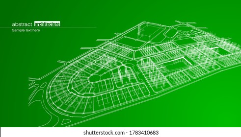 Abstract architecture background with essential buildings and landmarks design