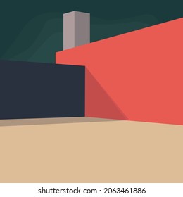 Resumen del fondo arquitectónico con la cubierta geométrica del edificio moderno. Elemento geométrico con plantilla abstracta de ilustración moderna, afiches, folletos. Para decoración de paredes, postales o medios sociales.