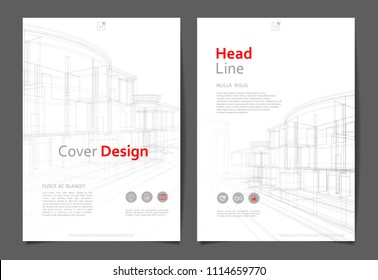 Abstract architecture background, layout brochure template, abstract architecture composition.  Geometric design.